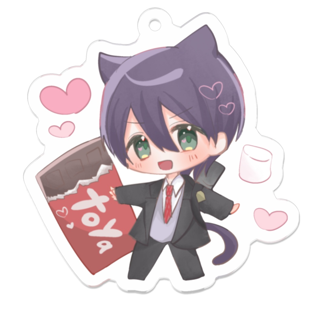 ねこもちのバレンタインアクリルキーホルダー