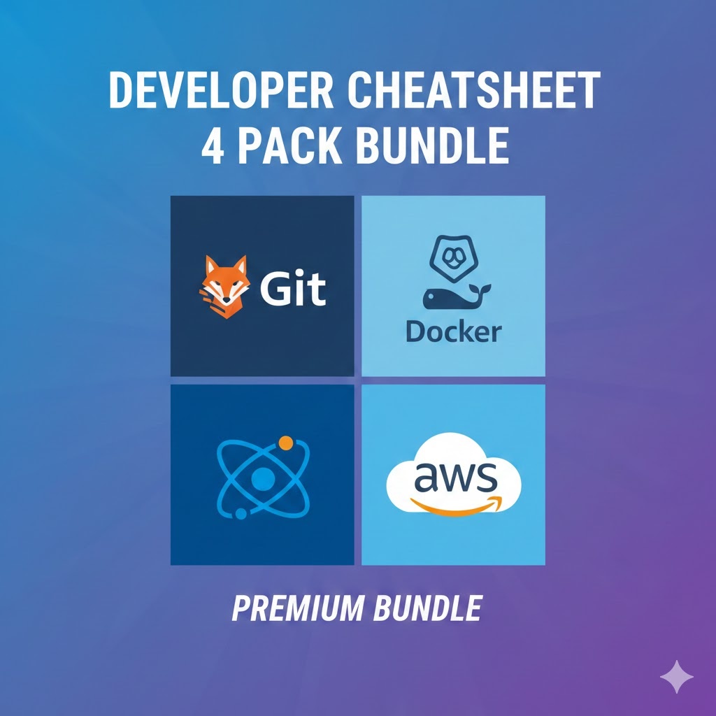 【お得セット】開発者チートシート4点セット｜Git + Docker + React + AWS/クラウド完全版