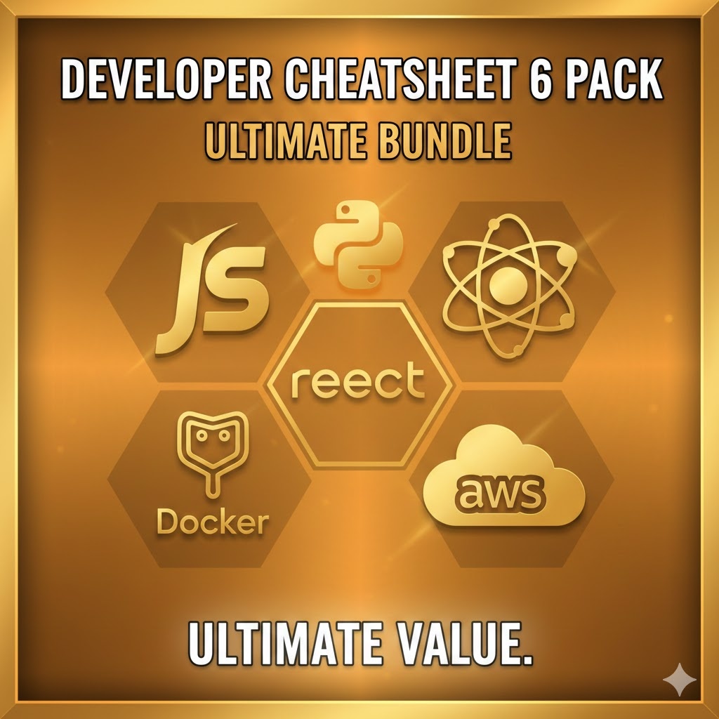 【最強セット】開発者チートシート6点セット｜Git + Docker + React + TypeScript + Python + Next.js完全版