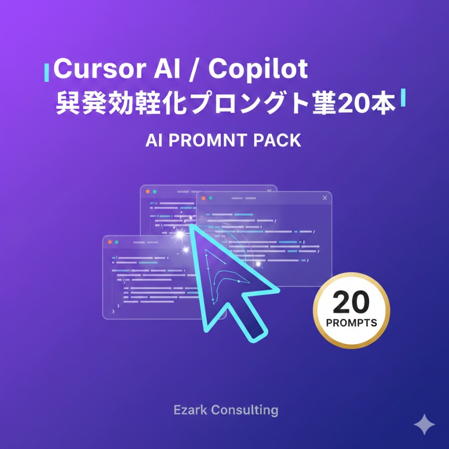 【2026年最新】Cursor AI / Copilot 開発効率化プロンプト集20本｜.cursorrules自動生成・TDD・コンポーネント量産・セキュリティスキャン