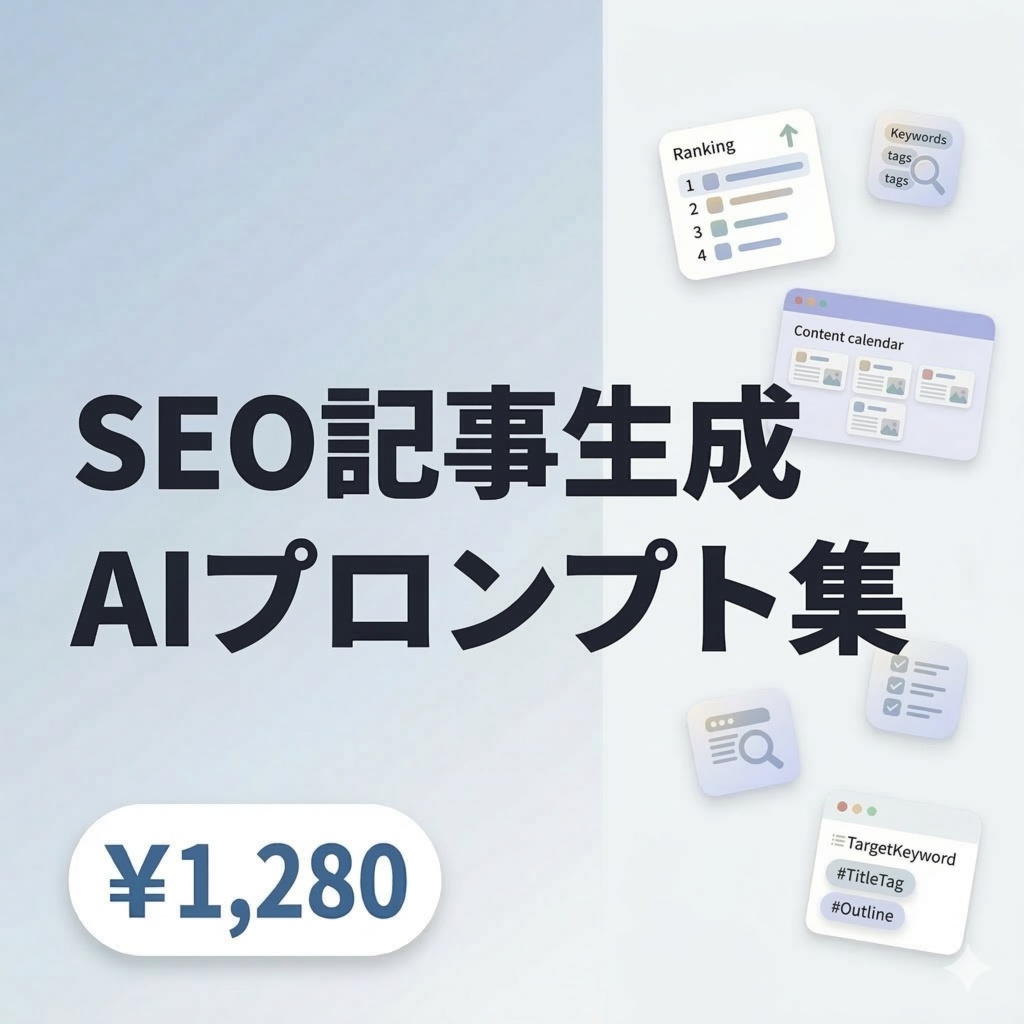 【E-E-A-T準拠】SEO記事生成AIプロンプト集18本｜キーワード調査・記事構成・リライト・メタ情報最適化