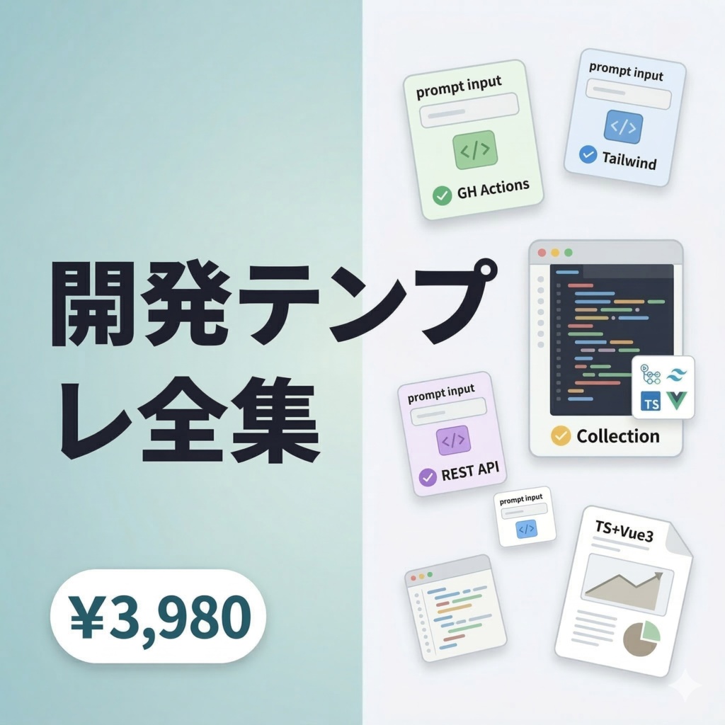 【5点セット・1000円以上お得】開発テンプレート全集|GitHub Actions+Tailwind+REST API+TypeScript+Vue3 完全コレクション