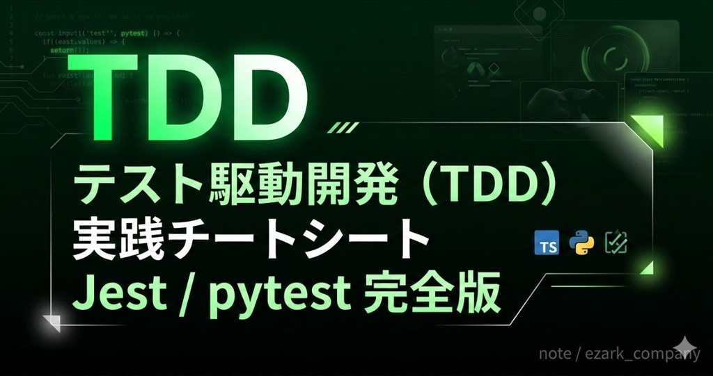 テスト駆動開発（TDD）実践チートシート — Jest/pytest 完全版