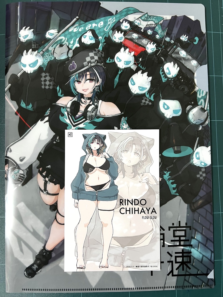 ちはちゃんとニックのA4クリアファイル+水着ちはちゃんポストカード
