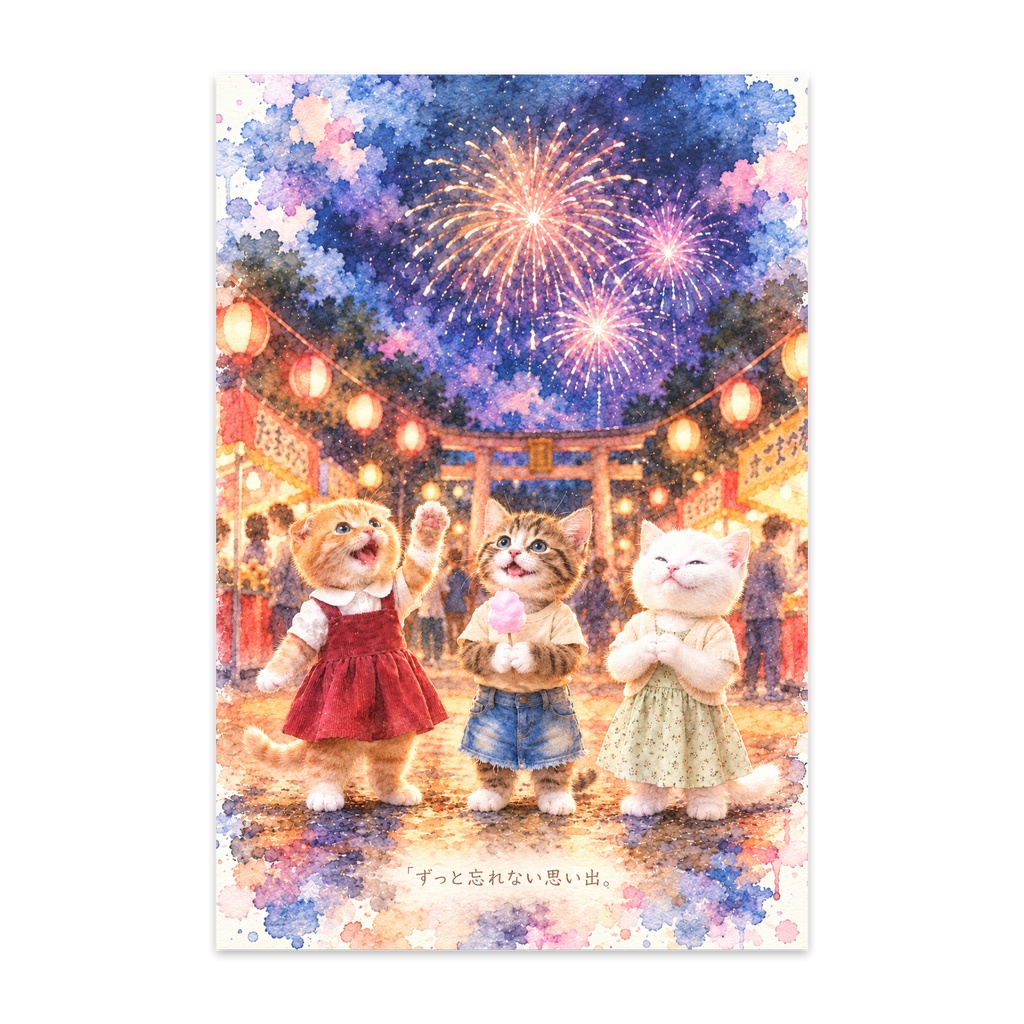 ３にゃんの夏祭り（ポストカード10枚）