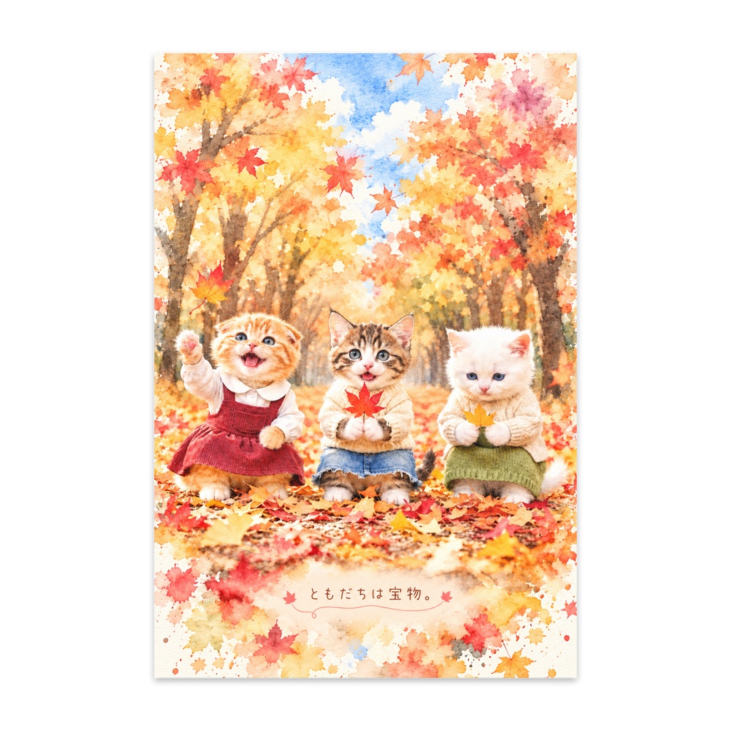 ３にゃんと紅葉（ポストカード10枚）