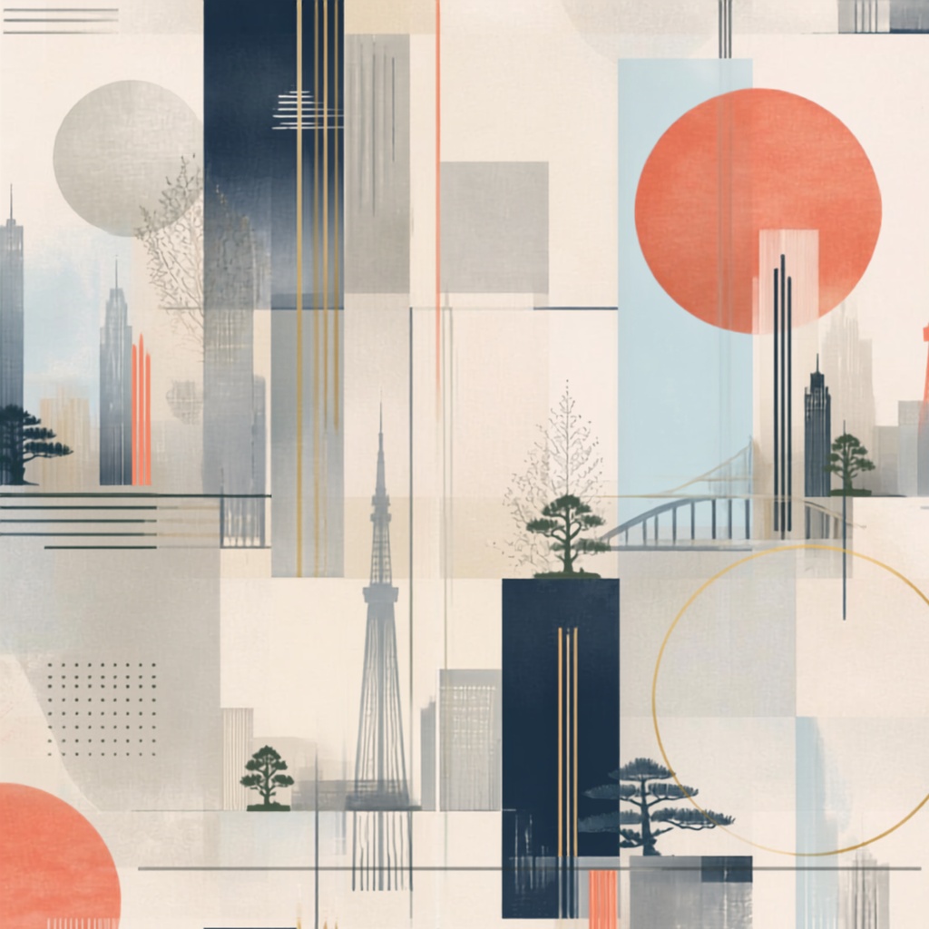 TOKYO GEOMETRY — Japanese Abstract Digital Paper Collection | 和風デジタルペーパー 10枚|幾何学・モダン・抽象柄|背景素材・コラージュ・ジャーナル