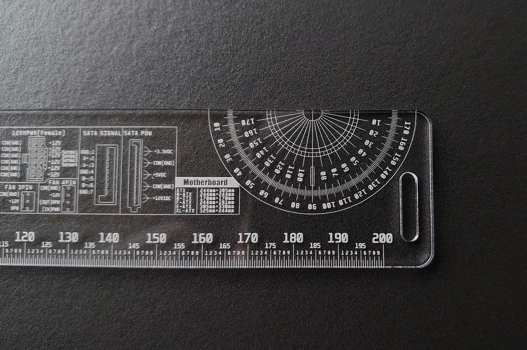 自作er専用アクリル200mmスケール・定規(分度器付き)【レーザー彫刻】