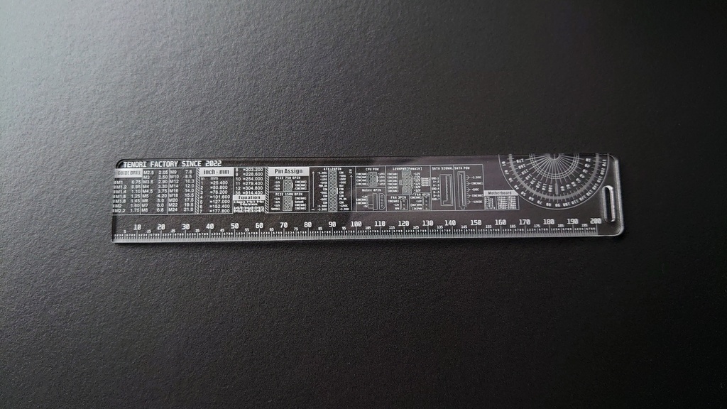自作er専用アクリル200mmスケール・定規(分度器付き)【レーザー彫刻】