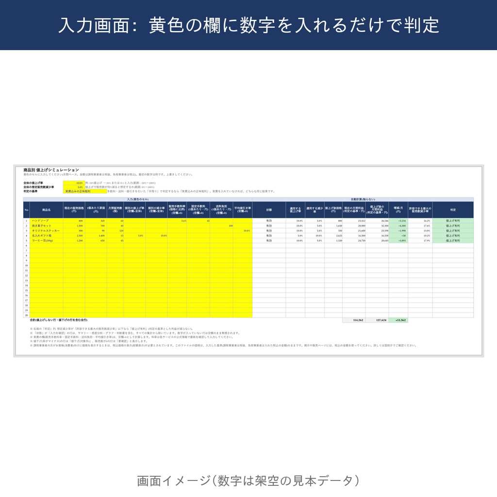 値上げセット【判断シミュレーター+伝え方キット】Excel