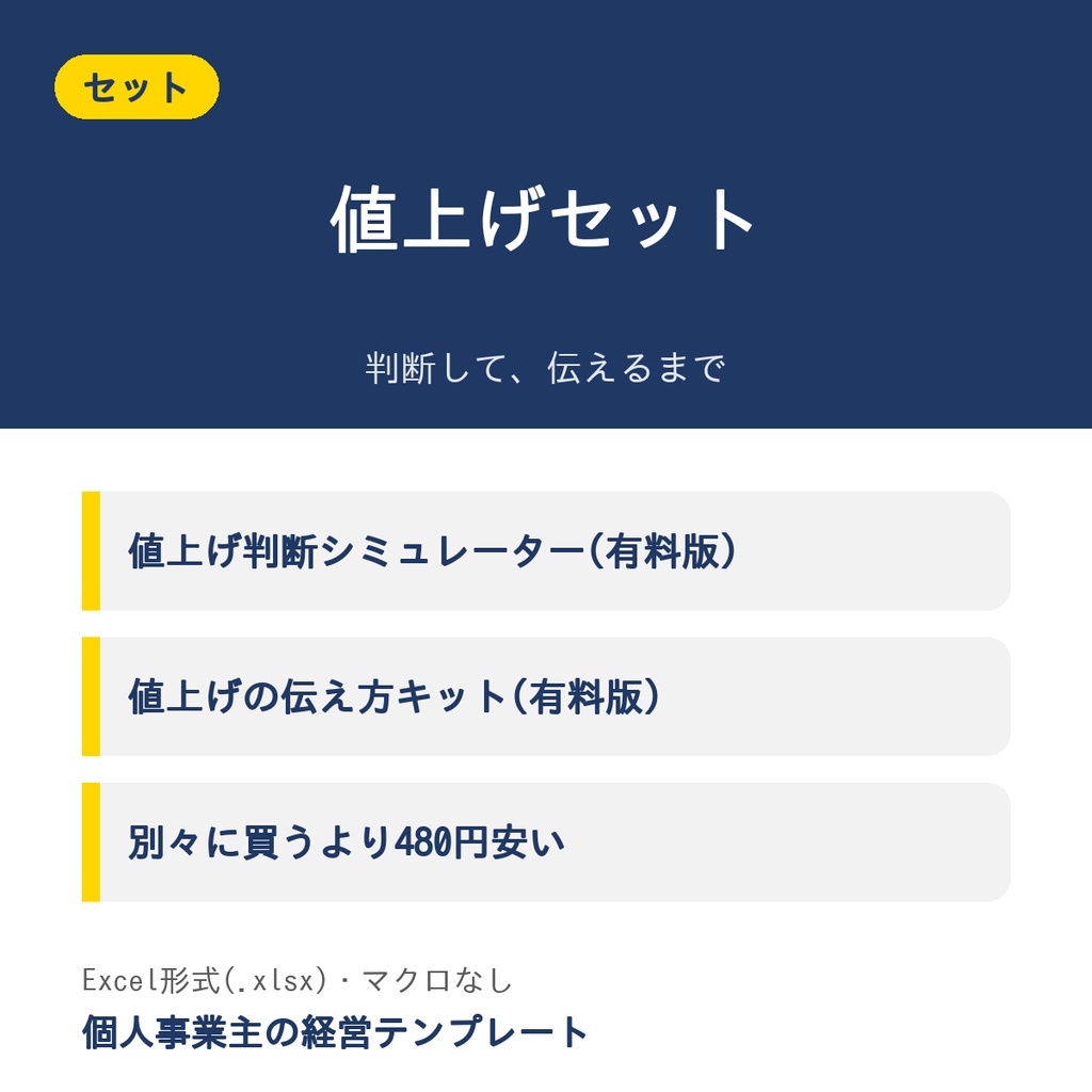 値上げセット【判断シミュレーター+伝え方キット】Excel