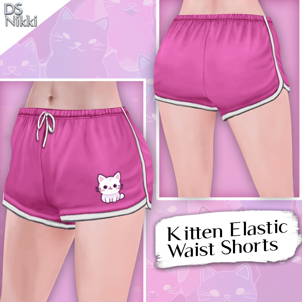 Vroid Kitten Elastic Waist Shorts Colors Set Textures