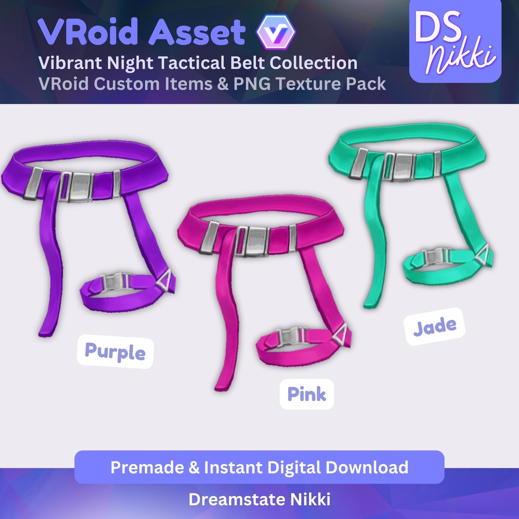 VRoid Studio Outfit – Stylish Tactical Belt Set, VRoid Custom Items & PNG Textures Pack, VTuber Clothes, Digital Asset
