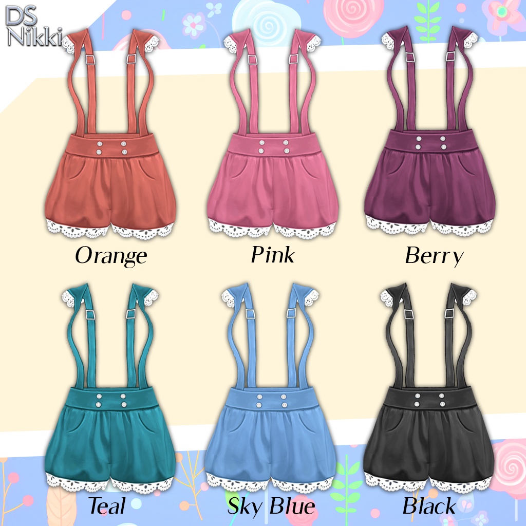 Vroid Collar Knit Sweater, Suspender Pumpkin Shorts and String Tie Colors Set Textures