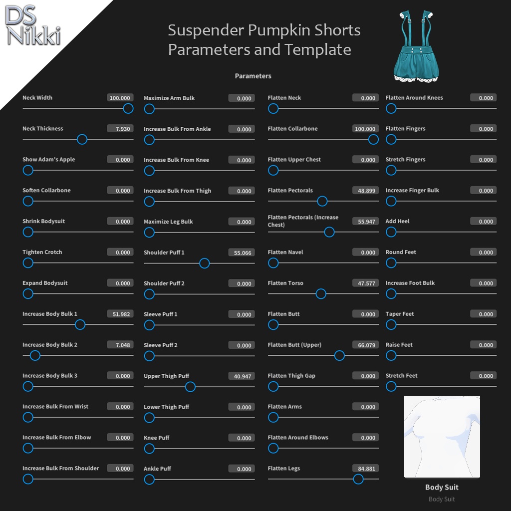 Vroid Collar Knit Sweater, Suspender Pumpkin Shorts and String Tie Colors Set Textures