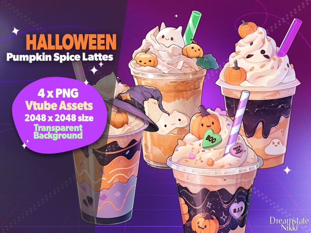 Vtuber Assets Halloween Pumpkin Spice Latte, Vtube, Vtuber, Streamer, Twitch, Vtubing, Spooky, Pumpkins, Witch Hat, Cute, Boo, Coffee