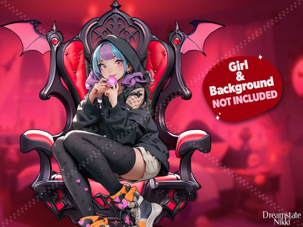 3 x Vtuber Asset Halloween Vampire Gaming Chair, Vtube, Vtuber, Streamer, Twitch, Vtubing, Spooky, Bat