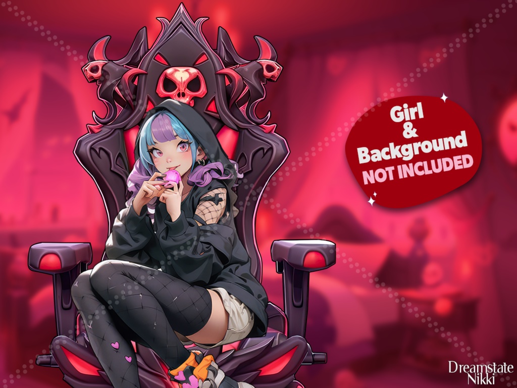3 x Vtuber Asset Halloween Vampire Gaming Chair, Vtube, Vtuber, Streamer, Twitch, Vtubing, Spooky, Bat