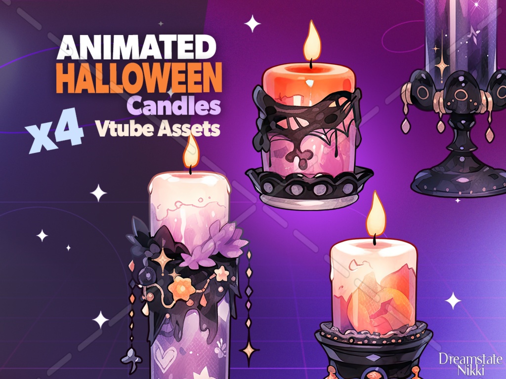 Animated Vtuber Halloween Candles, Stream decoration, vtuber background, vtuber asset, Twitch asset, vtube assets