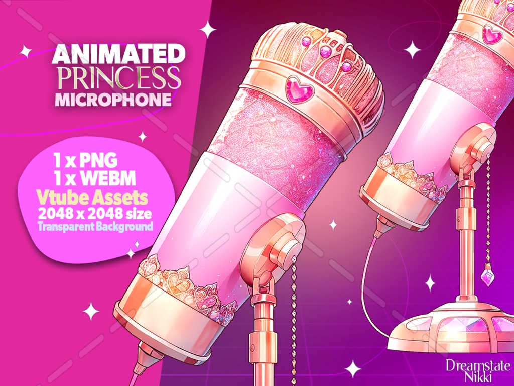 Animated Vtuber Princess Microphone, Stream decoration, vtuber background, vtuber asset, Twitch asset, vtube assets, vtuber microphone