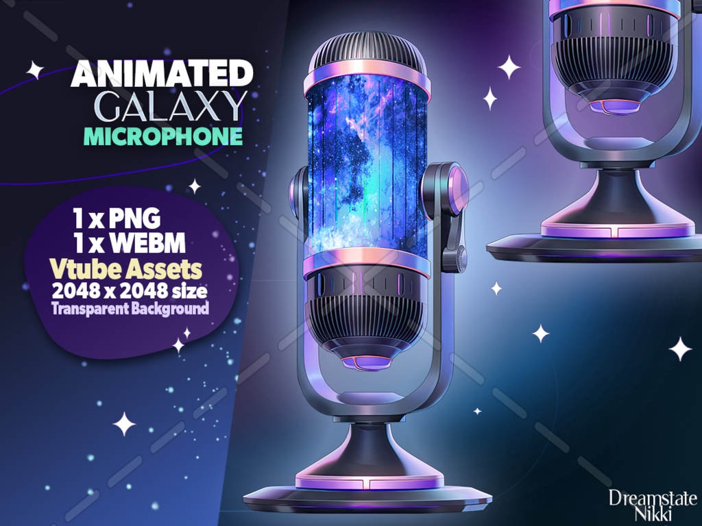 Animated Vtuber Galaxy Microphone, Stream decoration, vtuber background, vtuber asset, Twitch asset, vtube assets, vtuber microphone