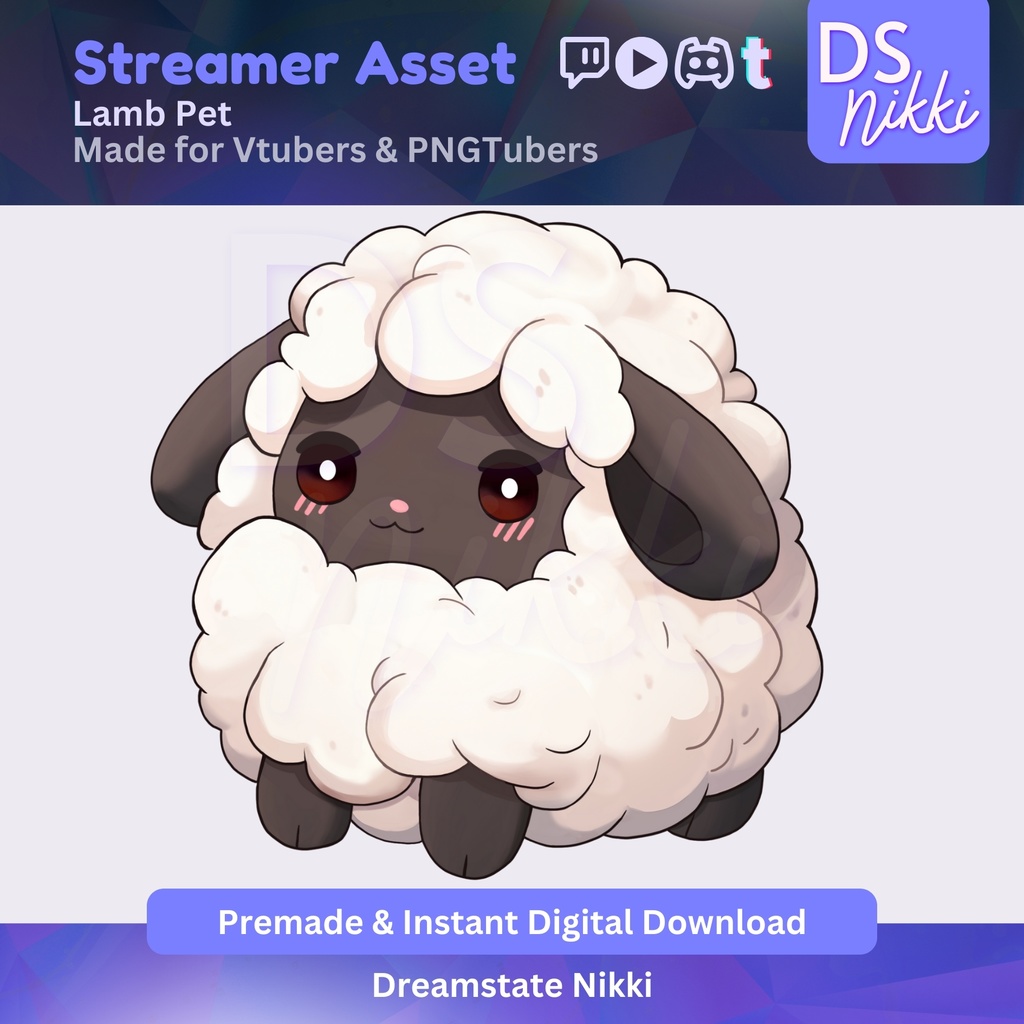 Animated Lamb VTuber Pet Pal | Cute moc3 + WEBM Companion for Vtube Studio, Twitch Overlay, Stream Pet Asset, Kawaii VTuber Accessory