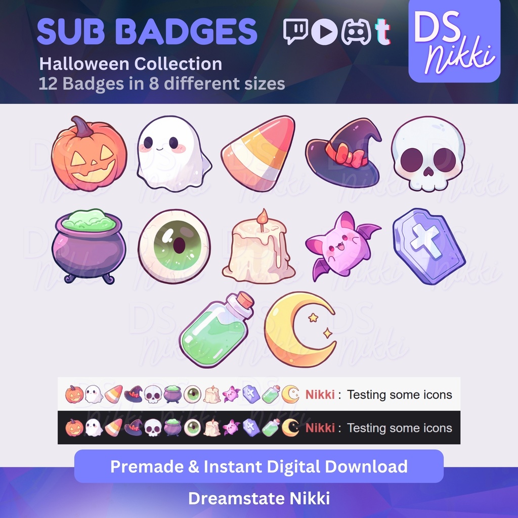 Spooky Halloween Badges, Twitch Sub Bit Badges & Emotes, Point Badges, Live Stream Badges for Twitch, YouTube, Discord, TikTok, Kawaii, Cute