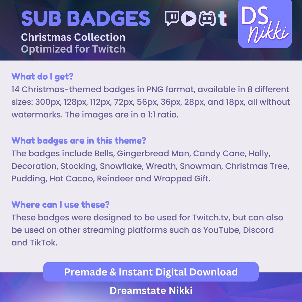 Cozy Christmas Badges Set, Xmas Twitch Sub Bit Badges & Emotes, Point Badges, Live Stream Badges for Twitch, YouTube, Discord, TikTok