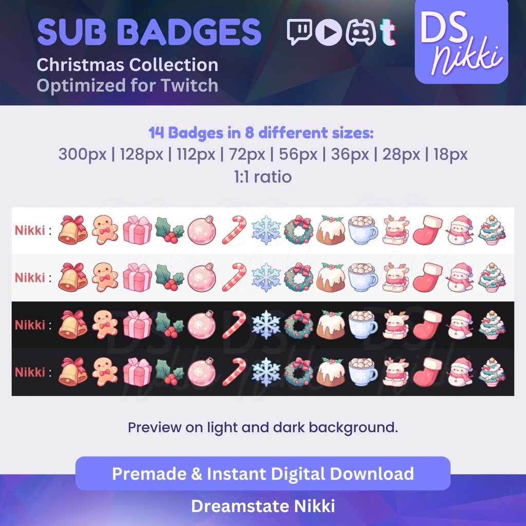 Cozy Christmas Badges Set, Xmas Twitch Sub Bit Badges & Emotes, Point Badges, Live Stream Badges for Twitch, YouTube, Discord, TikTok