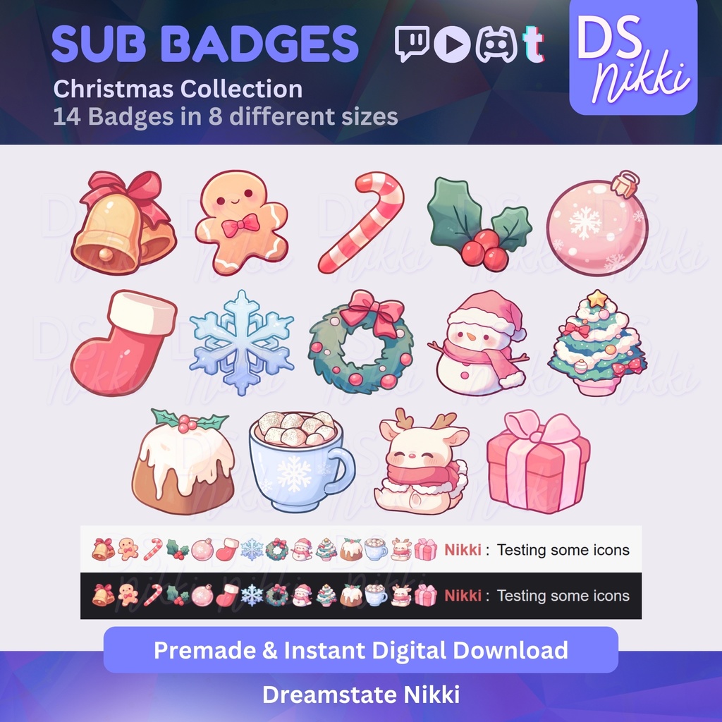 Cozy Christmas Badges Set, Xmas Twitch Sub Bit Badges & Emotes, Point Badges, Live Stream Badges for Twitch, YouTube, Discord, TikTok