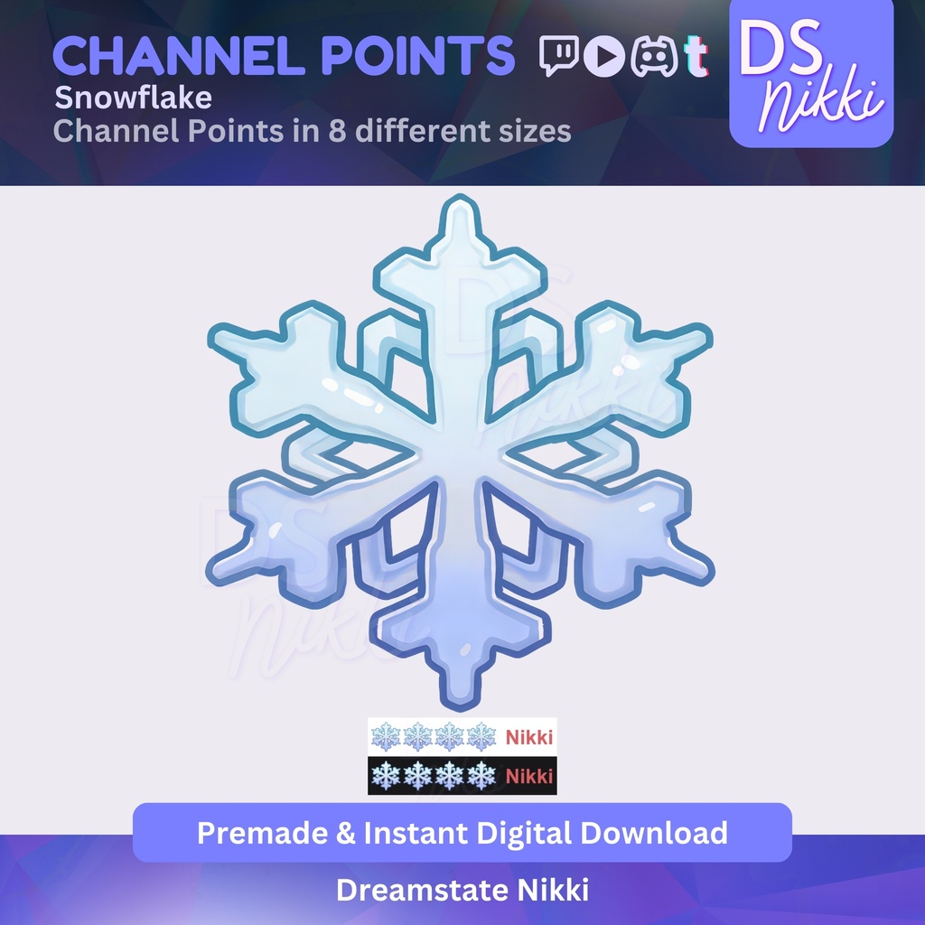 Snowflake Twitch Channel Points Icon – Cozy Xmas Badge for Twitch, YouTube, Discord, TikTok – Kawaii Stream Reward Icon