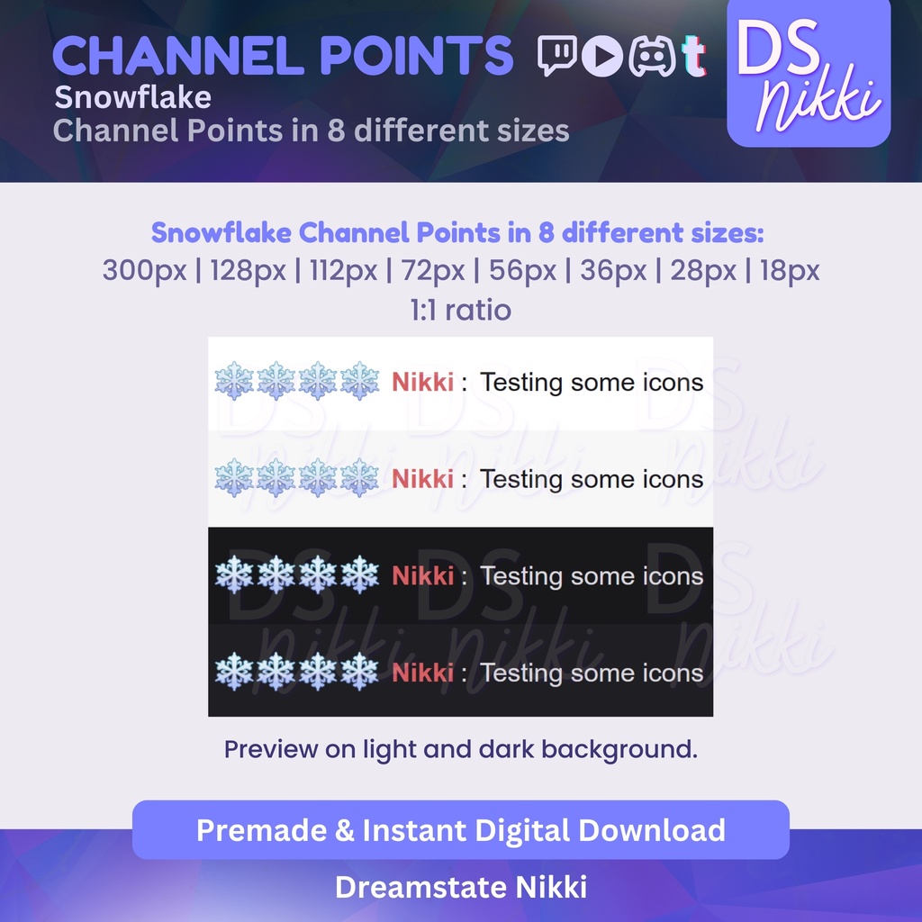Snowflake Twitch Channel Points Icon – Cozy Xmas Badge for Twitch, YouTube, Discord, TikTok – Kawaii Stream Reward Icon