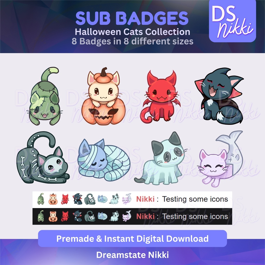 Halloween Cats Twitch Sub Badges – Spooky Kittens