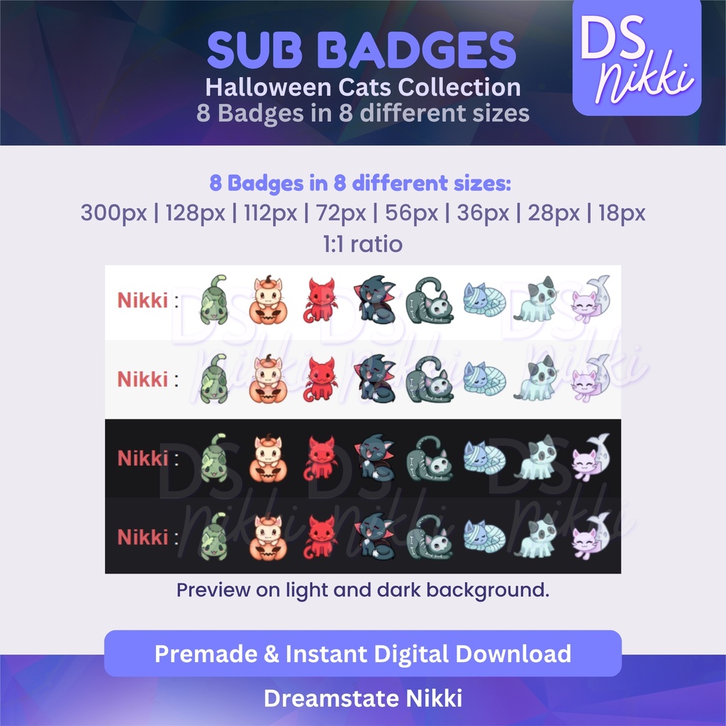 Halloween Cats Twitch Sub Badges – Spooky Kittens