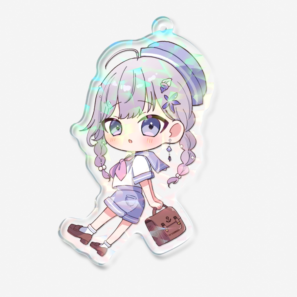 らっこと夏のお出かけホログラムアクリルキーホルダー