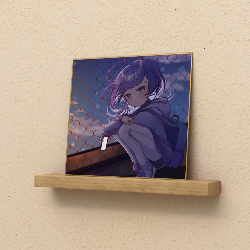 夕暮れクラゲらっこの色紙