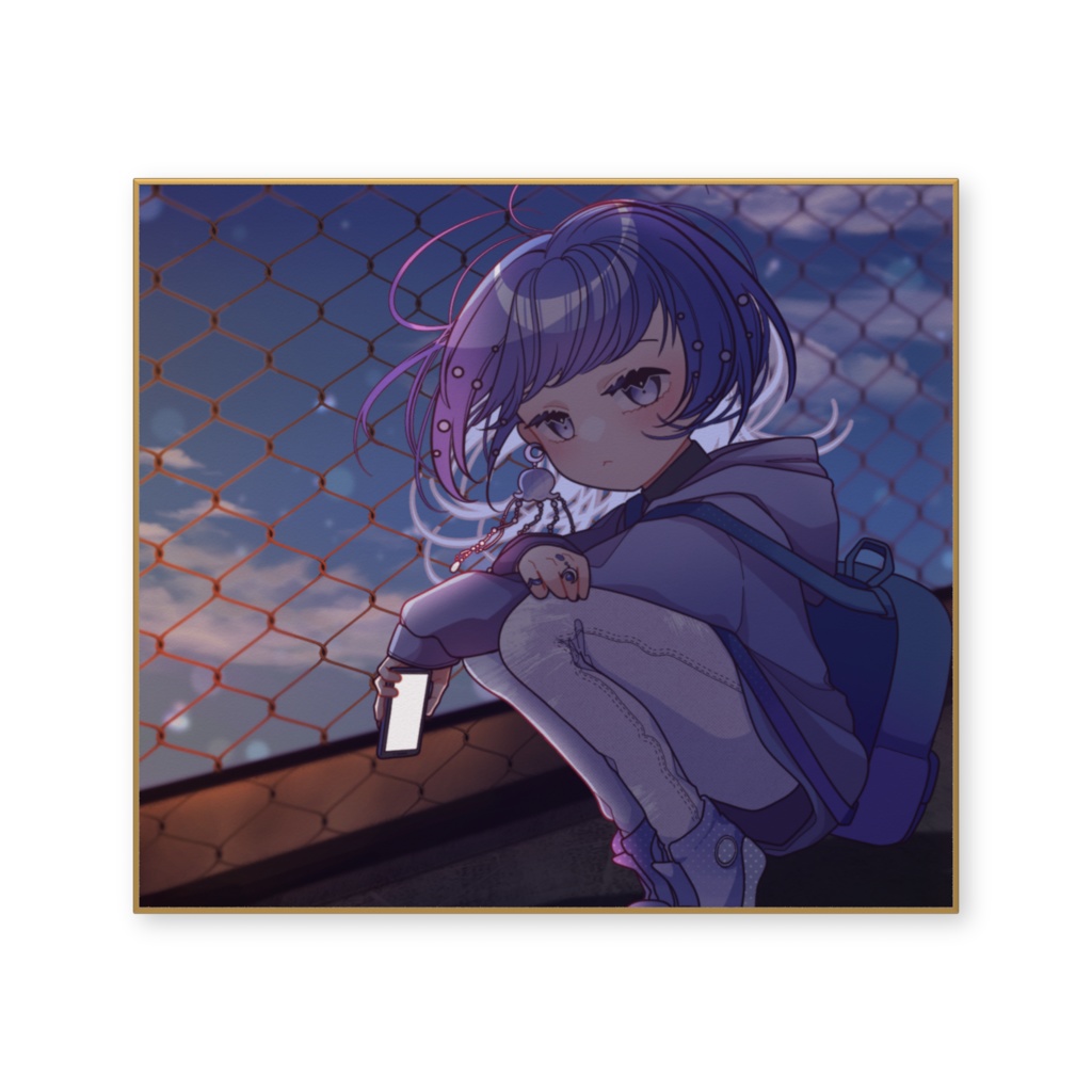 夕暮れクラゲらっこの色紙