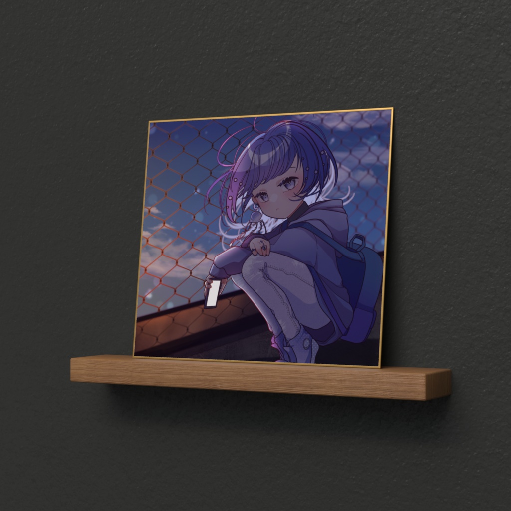 夕暮れクラゲらっこの色紙