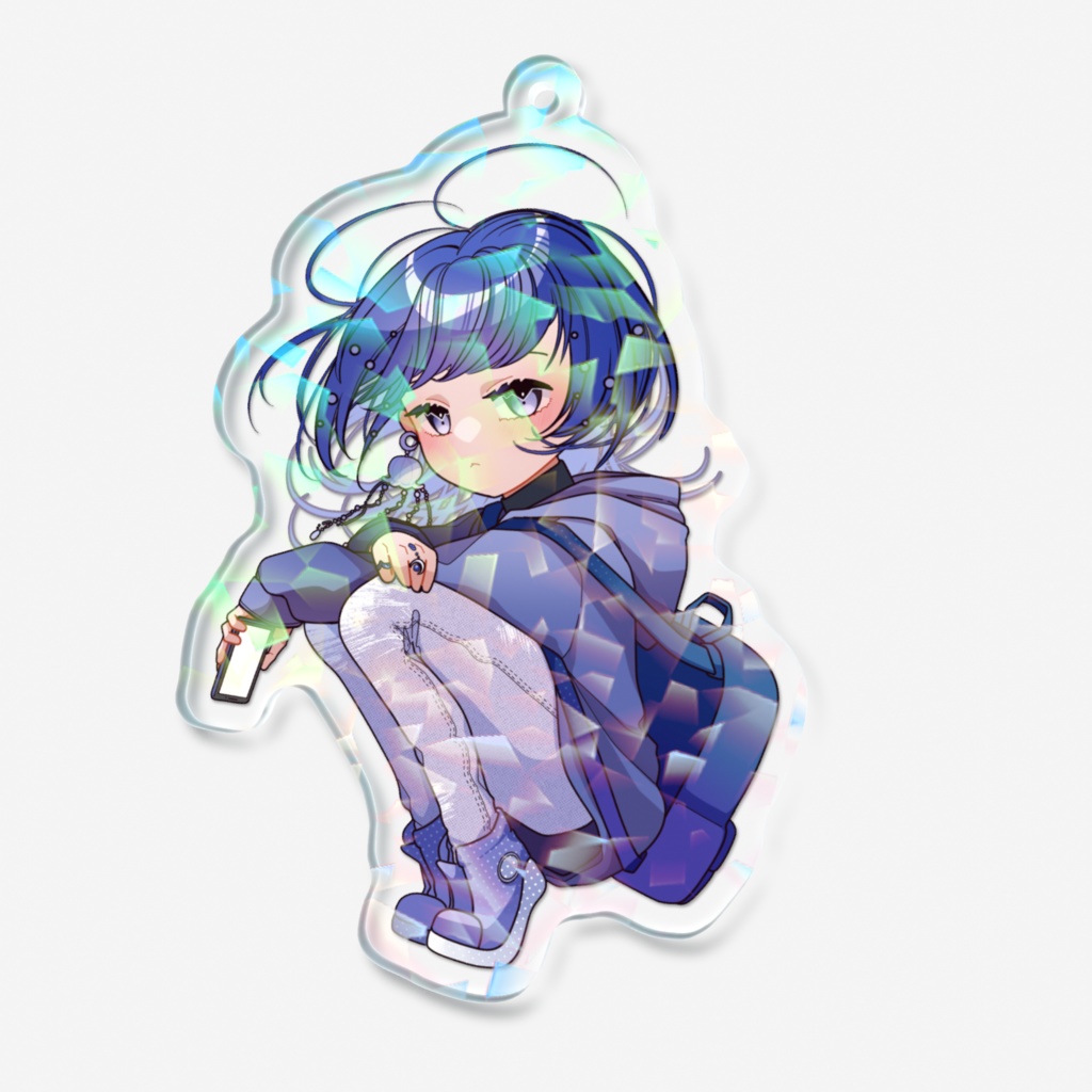 夕暮れクラゲらっこのホログラムアクリルキーホルダー