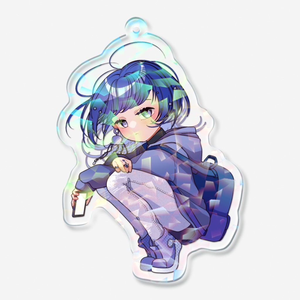 夕暮れクラゲらっこのホログラムアクリルキーホルダー