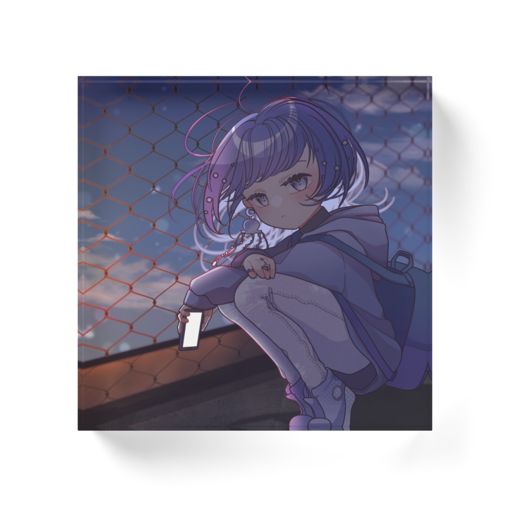 夕暮れクラゲらっこのアクリルブロック