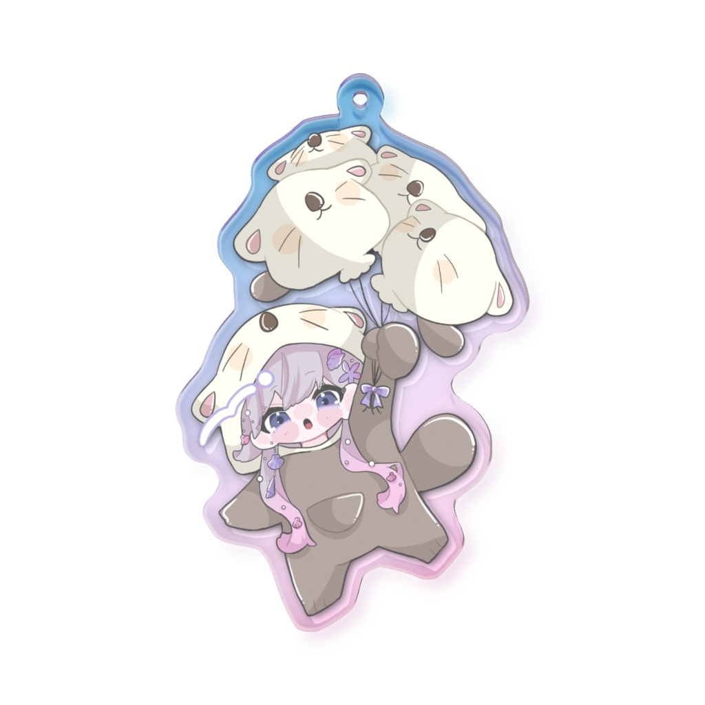 〖ちびらこFES〗風船らっこのオーロラアクリルキーホルダー