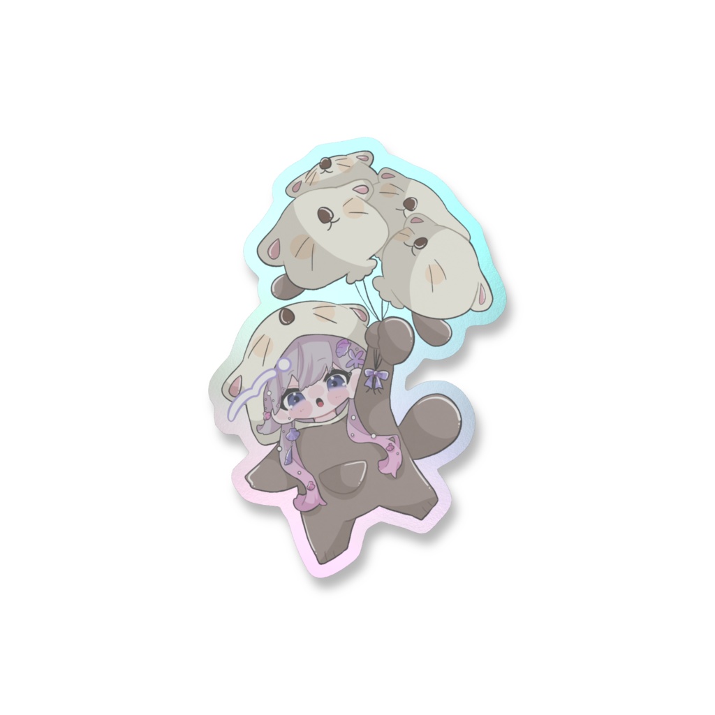 〖ちびらこFES〗風船らっこのオーロラステッカー