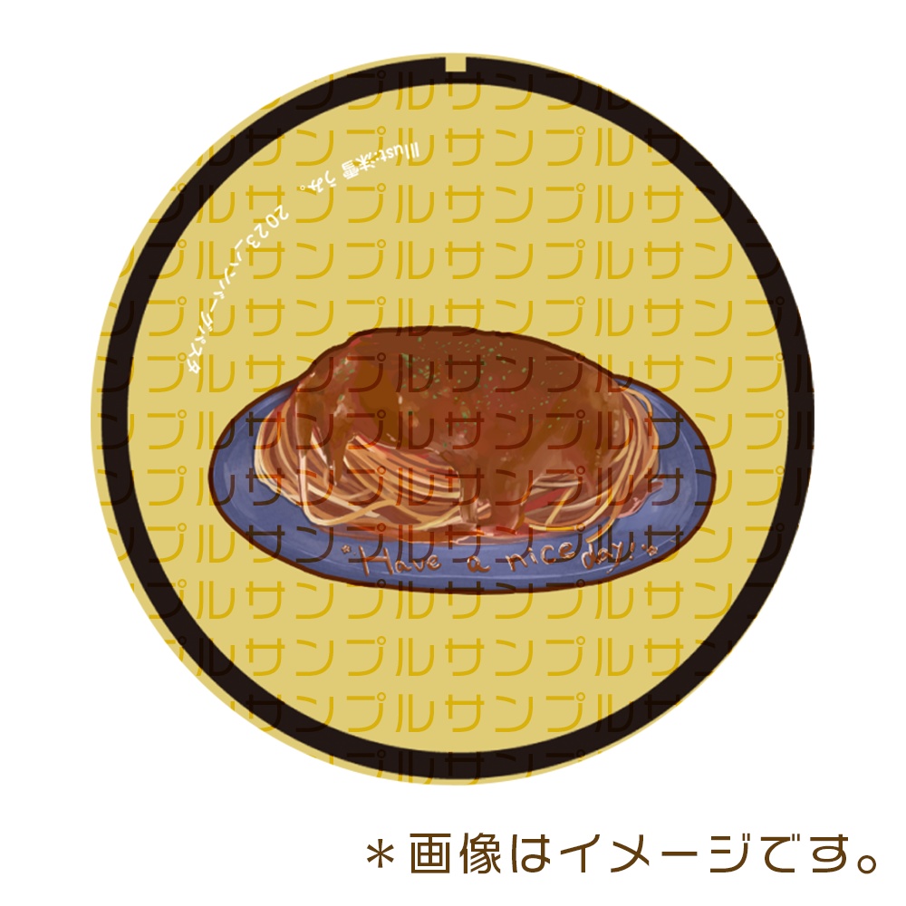 ＝ハンバーグパスタ＝パスタ缶バッジ44ｍｍ
