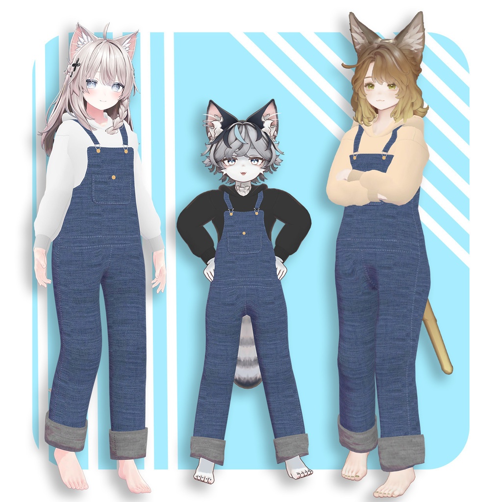 【5アバター対応】Overalls 【VRChat向け衣装モデル】