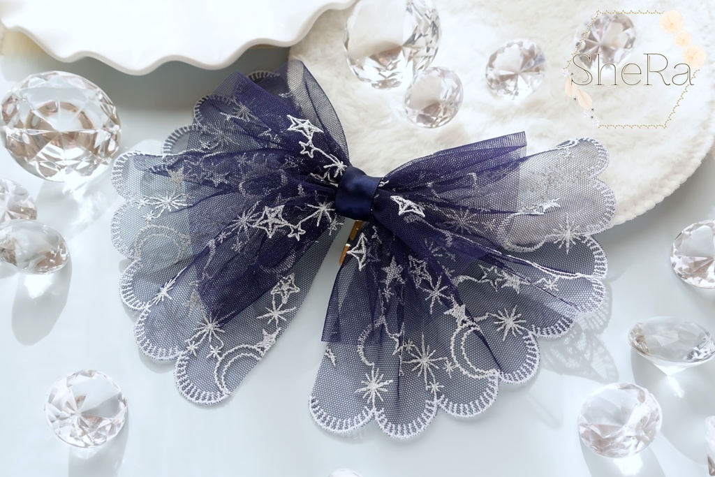 レースリボンのポニーフック・セレスティア