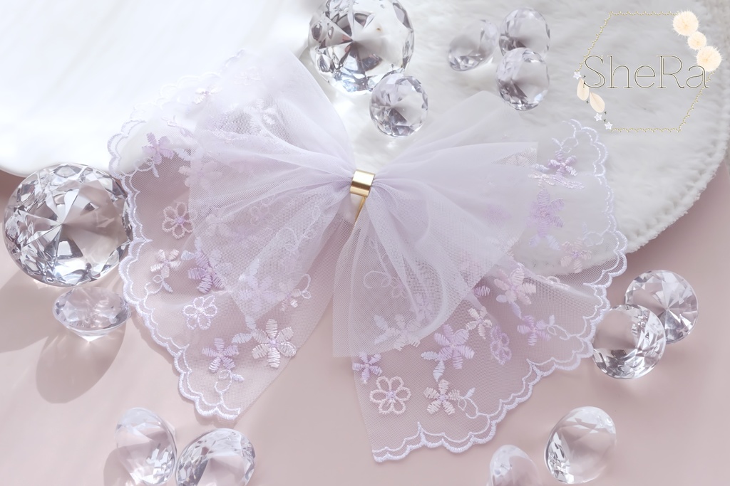 レースリボンのポニーフック・スイート・オーキッド