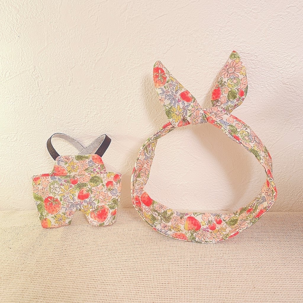 ぬい服/うさみみバンドandサロペット.ブラウス