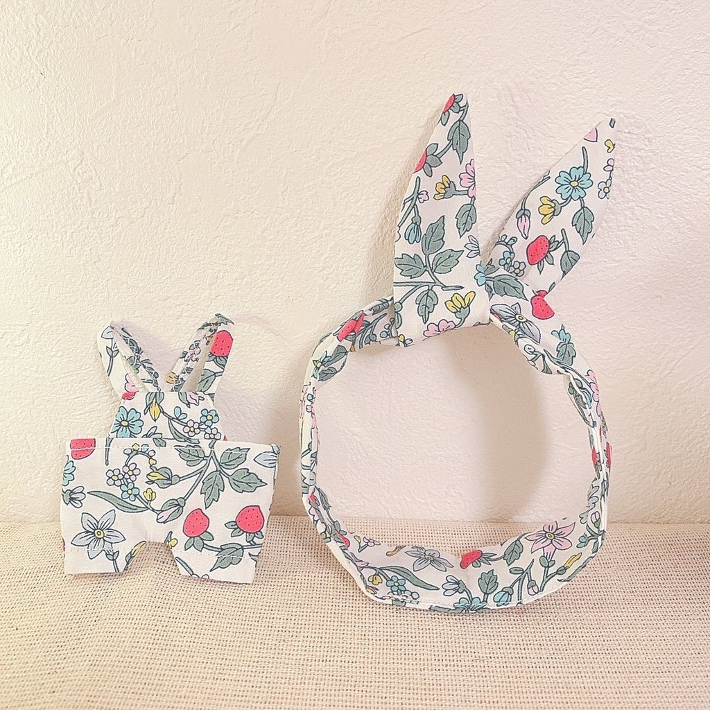 ぬい服/うさみみバンドandサロペット.ブラウス