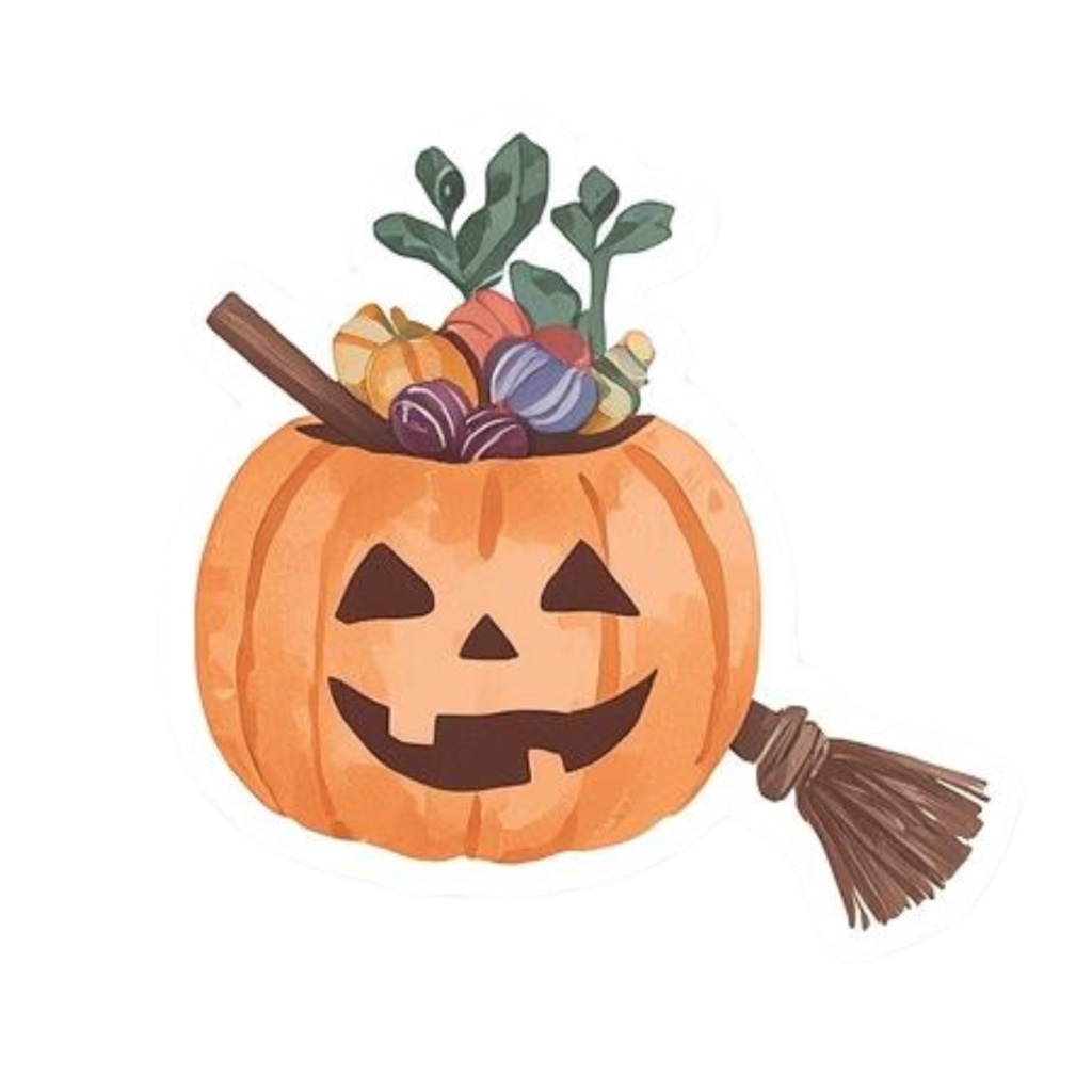 魔女とハロウィンのクリップアート水彩イラスト素材集(PNG)